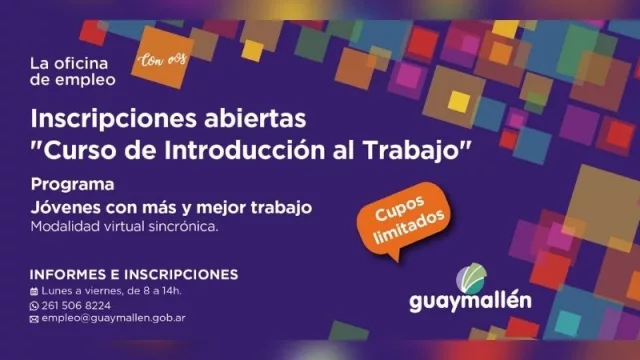 Guaymallén abre las inscripciones del curso Introducción al trabajo