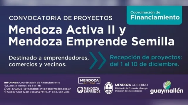 Nueva convocatoria de proyectos para Mendoza Activa II y Mendoza Emprende Semilla 