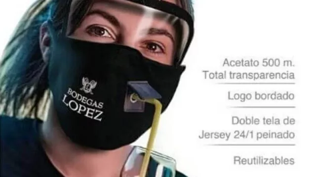 Bodegas López incorpora tapabocas vanguardistas aptos para tomar mate (un producto pensado para empresas) 