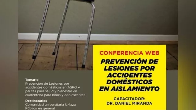 Universidad Maza: charla gratuita y online sobre prevención de accidentes domésticos en cuarentena