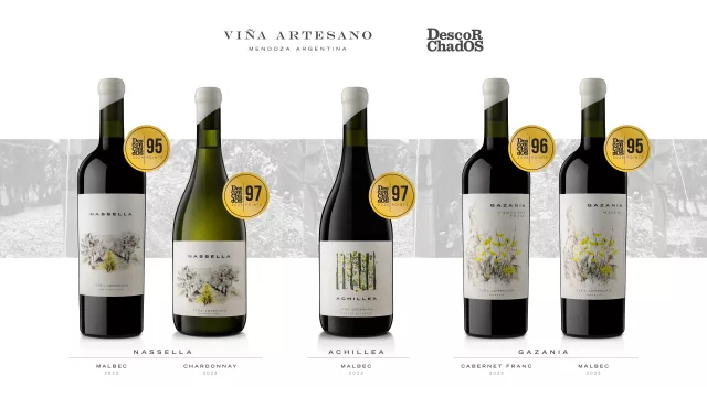 Viña Artesano sigue conquistando paladares y Descorchados: Achillea Malbec 2022 y Nassella Chardonnay 2022 alcanzan 97 puntos