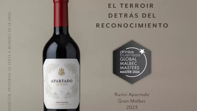 Rutini Apartado Gran Malbec 2023 recibe la Master Medal de The Drinks Business